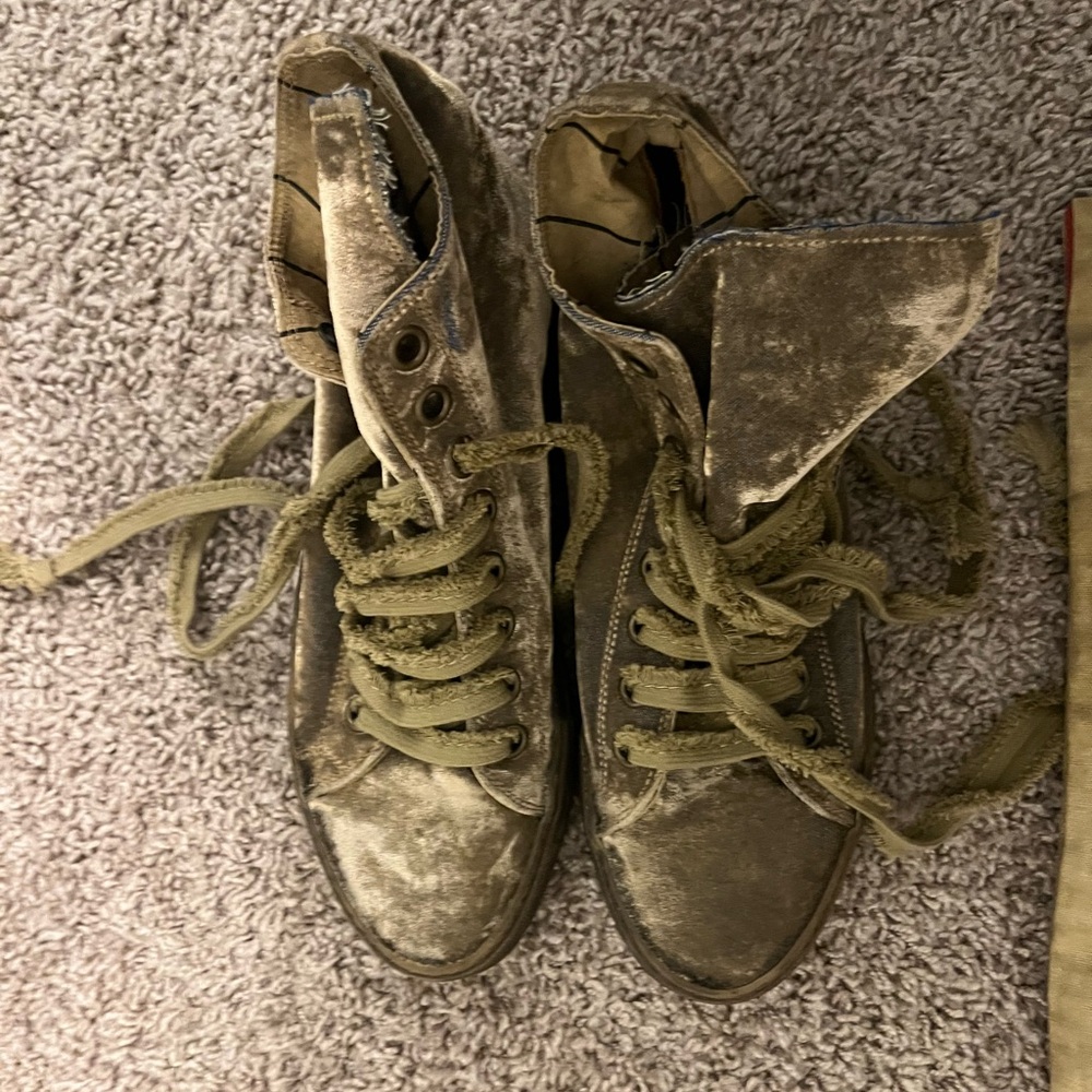 Velvet High-Top Sneakers